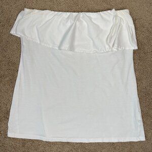 Lilly Pulitzer Tube Top Womens S White Wiley Ruffle Shirt Basic Resort Preppy
